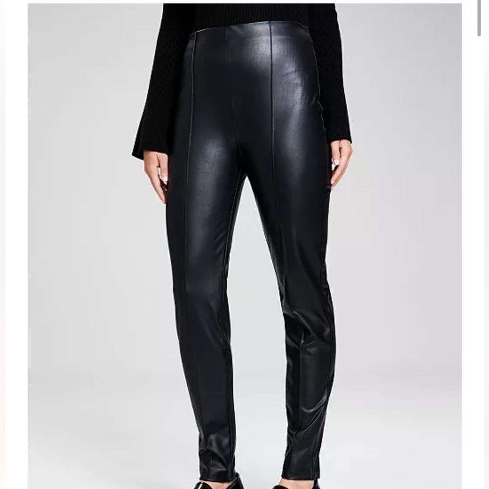 And Now This Black Seam-front Faux Leather
Leggings(Size Medium)